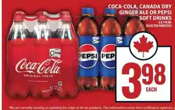 Food Basics Coca-Cola, Canada Dry Ginger Ale or Pepsi Soft Drinks offer