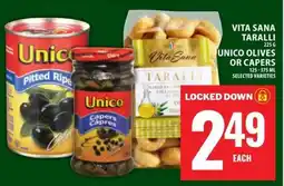 Food Basics Vita Sana Taralli / Unico Olives or Capers offer