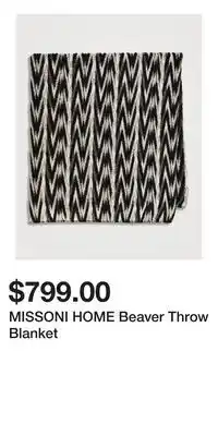Holt Renfrew MISSONI HOME Beaver Throw Blanket offer