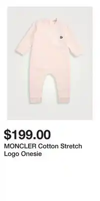 Holt Renfrew MONCLER Cotton Stretch Logo Onesie offer