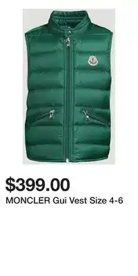 Holt Renfrew MONCLER Gui Vest Size 4-6 offer