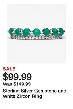 TSC Stores Sterling Silver Gemstone and White Zircon Ring offer