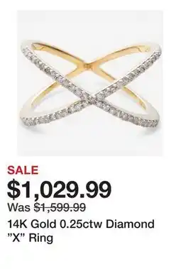 TSC Stores 14K Gold 0.25ctw Diamond X Ring offer