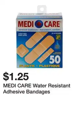 Dollarama MEDI CARE Water Resistant Adhesive Bandages offer