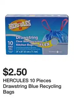 Dollarama HERCULES 10 Pieces Drawstring Blue Recycling Bags offer