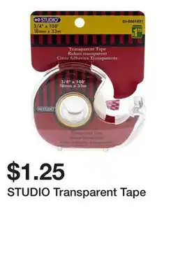 Dollarama STUDIO Transparent Tape offer
