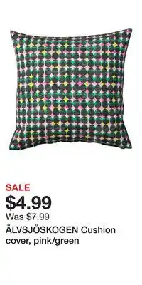 IKEA ÄLVSJÖSKOGEN Cushion cover, pink/green offer