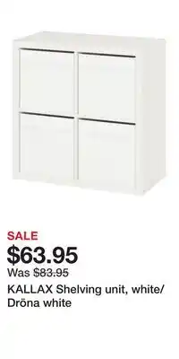 IKEA KALLAX Shelving unit, white/Dröna white offer