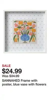 IKEA SANNAHED Frame with poster, blue vase with flowers offer