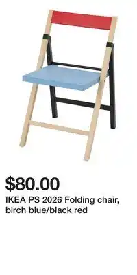 IKEA IKEA PS 2026 Folding chair, birch blue/black red offer