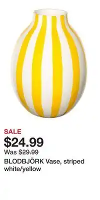 IKEA BLODBJÖRK Vase, striped white/yellow offer