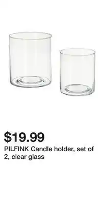 IKEA PILFINK Candle holder, set of 2, clear glass offer