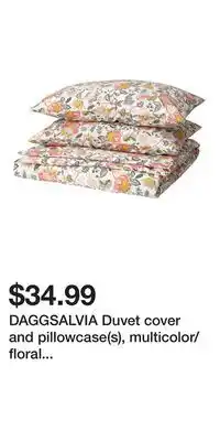 IKEA DAGGSALVIA Duvet cover and pillowcase(s), multicolor/floral pattern, Full/Queen (Double/Queen) offer