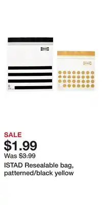 IKEA ISTAD Resealable bag, patterned/black yellow offer
