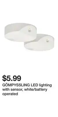IKEA GÖMPYSSLING LED lighting with sensor, white/battery operated offer