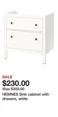 IKEA HEMNES Sink cabinet with drawers, white offer