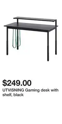 IKEA UTVISNING Gaming desk with shelf, black offer