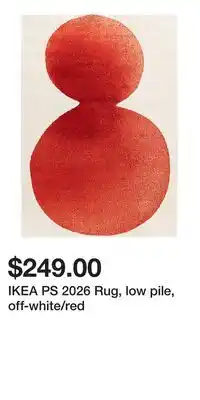 IKEA IKEA PS 2026 Rug, low pile, off-white/red offer