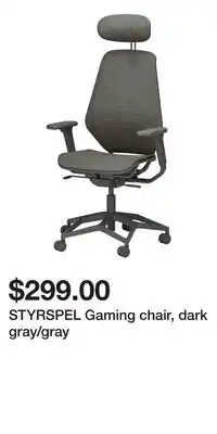 IKEA STYRSPEL Gaming chair, dark gray/gray offer