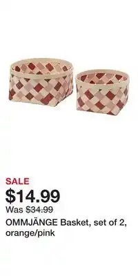 IKEA OMMJÄNGE Basket, set of 2, orange/pink offer