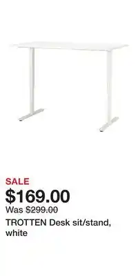 IKEA TROTTEN Desk sit/stand, white offer