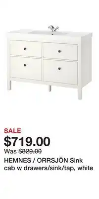 IKEA HEMNES / ORRSJÖN Sink cab w drawers/sink/tap, white offer