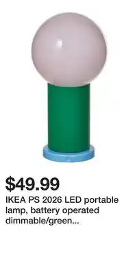 IKEA IKEA PS 2026 LED portable lamp, battery operated dimmable/green light pink offer