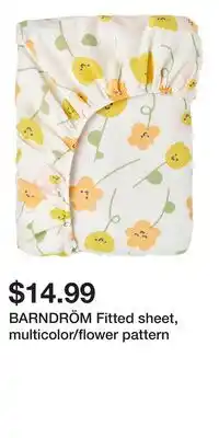 IKEA BARNDRÖM Fitted sheet, multicolor/flower pattern offer