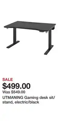IKEA UTMANING Gaming desk sit/stand, electric/black offer