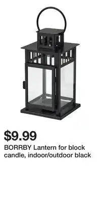 IKEA BORRBY Lantern for block candle, indoor/outdoor black offer