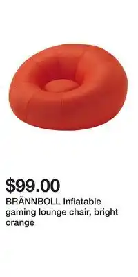 IKEA BRÄNNBOLL Inflatable gaming lounge chair, bright orange offer