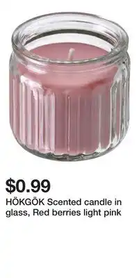 IKEA HÖKGÖK Scented candle in glass, Red berries light pink offer