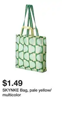 IKEA SKYNKE Bag, pale yellow/multicolor offer