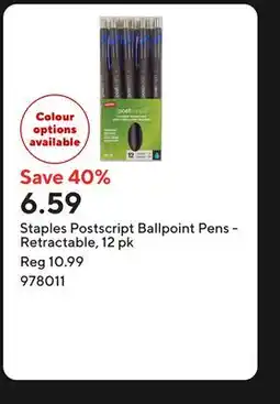 Staples Staples Postscript Ballpoint Pens - Retractable offer