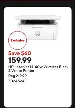 Staples HP LaserJet M140w Wireless Black & White Printer offer