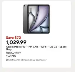 Staples Apple iPad Air 13 - M4 Chip - Wi-Fi - 128 GB - Space Grey offer