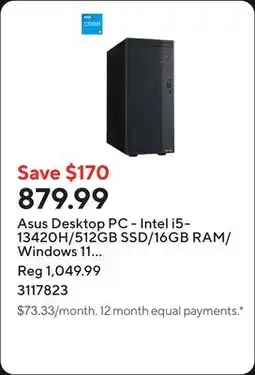 Staples Asus Desktop PC - Intel i5-13420H/512GB SSD/16GB RAM/Windows 11 Home/Grey offer