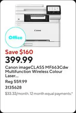Staples Canon imageCLASS MF663Cdw Multifunction Wireless Colour Laser Printer - White offer