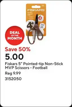 Staples Fiskars 5 Pointed-tip Non-Stick MVP Scissors - Football offer