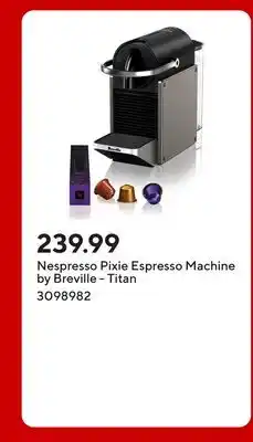 Staples Nespresso Pixie Espresso Machine by Breville - Titan offer