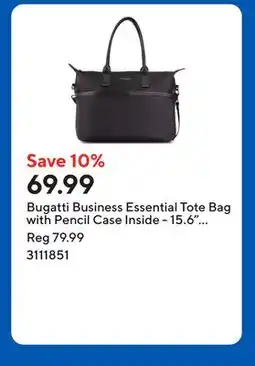 Staples Bugatti Business Essential Tote Bag with Pencil Case Inside - 15.6 - Black offer
