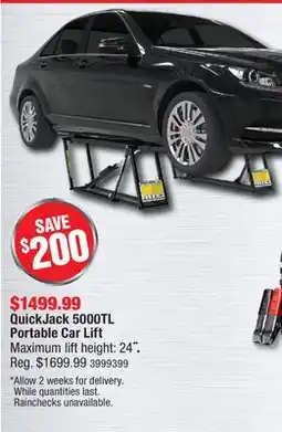 PartSource QuickJack 5000TL Portable Car Lift offer