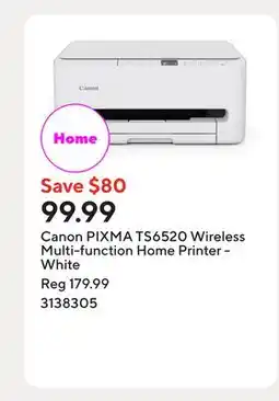 Staples Canon PIXMA TS6520 Wireless Multi-function Home Printer - White offer
