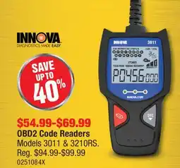 PartSource INNOVA OBD2 Code Readers offer