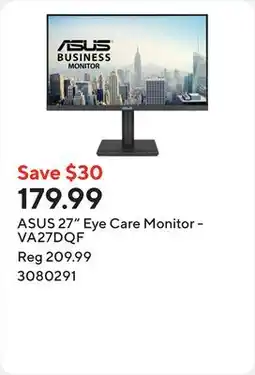 Staples ASUS 27 Eye Care Monitor - VA27DQF offer