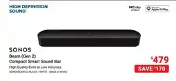 Visions Electronics Sonos Beam (Gen 2) Compact Smart Sound Bar offer