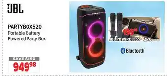 2001 Audio Video PARTYBOX520 JBL Portable Battery Powered Party Box offer