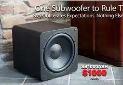2001 Audio Video SB1000ASH SVS Obliterates Expectations offer