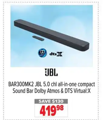 2001 Audio Video BAR300MK2 JBL 5.0 chl all-in-one compact Sound Bar Dolby Atmos & DTS Virtual:X offer