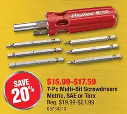PartSource PICQUIC 7-Pc Multi-Bit Screwdrivers Metric, SAE or Torx offer